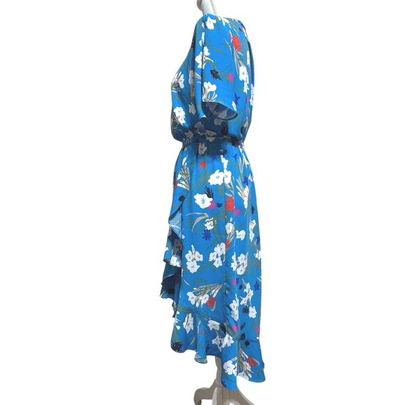 J. Crew Faux Wrap V-Neck Elastic Waist Dress Blue Floral Size Small - Picture 4 of 11
